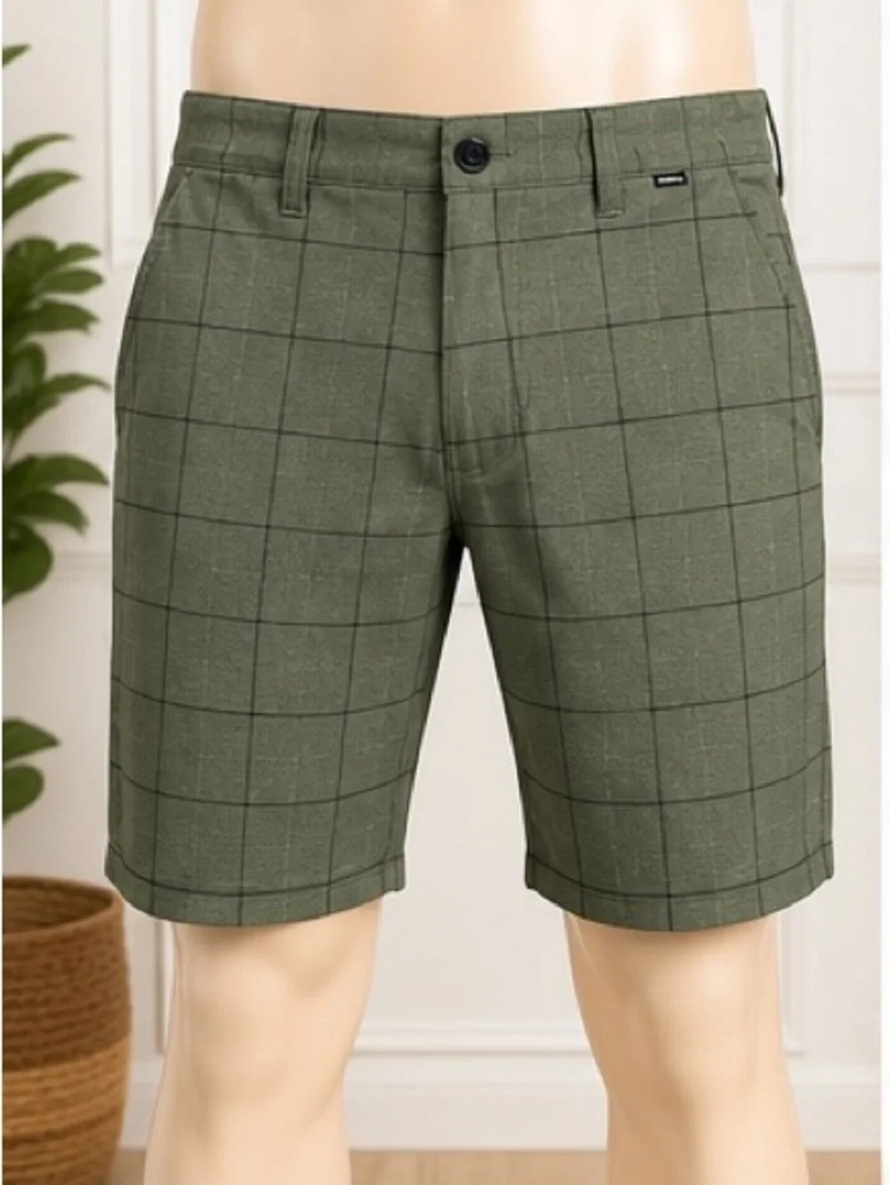 Hurley Phantom Board Shorts Olive Windowpane Stretch Hybrid Shorts Men's Size 34